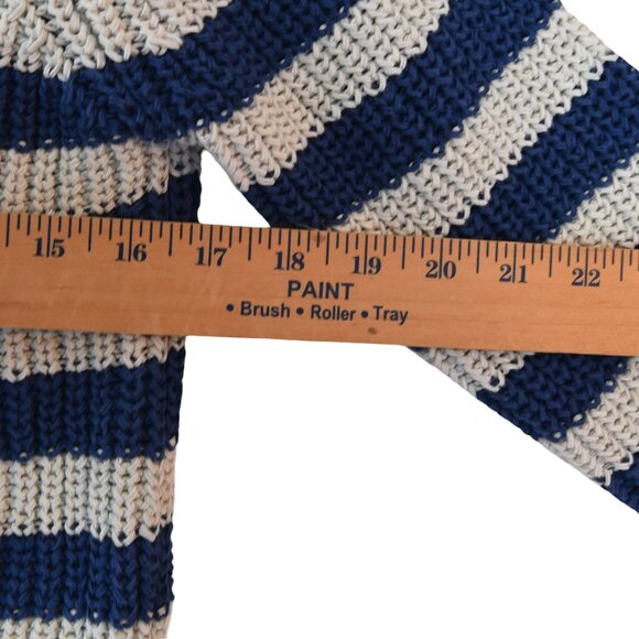 Velvet Striped Sweater XS Fisherman Coastal  Heavy Knit French Minimalist - Picture 7 of 8